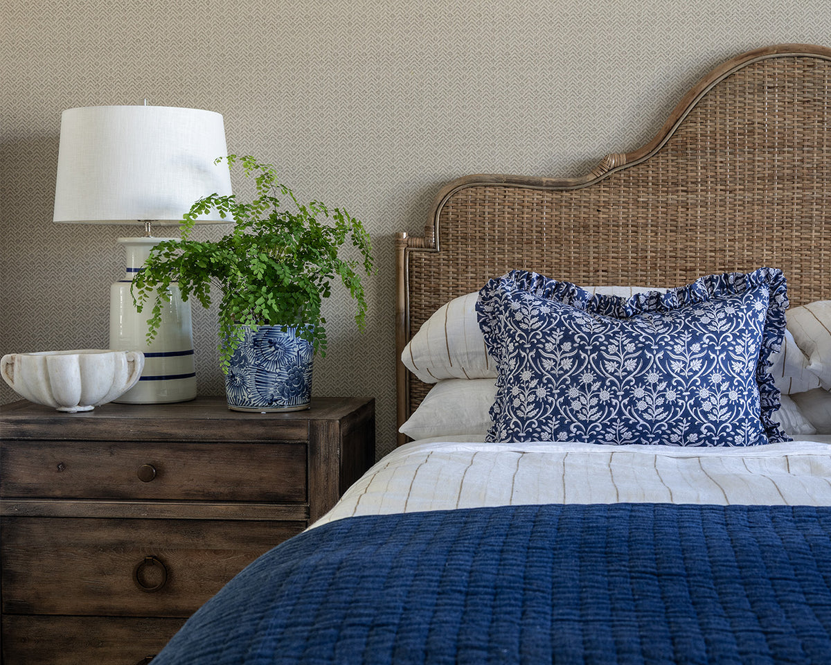 Amara Scalloped Bedhead - Mud Grey