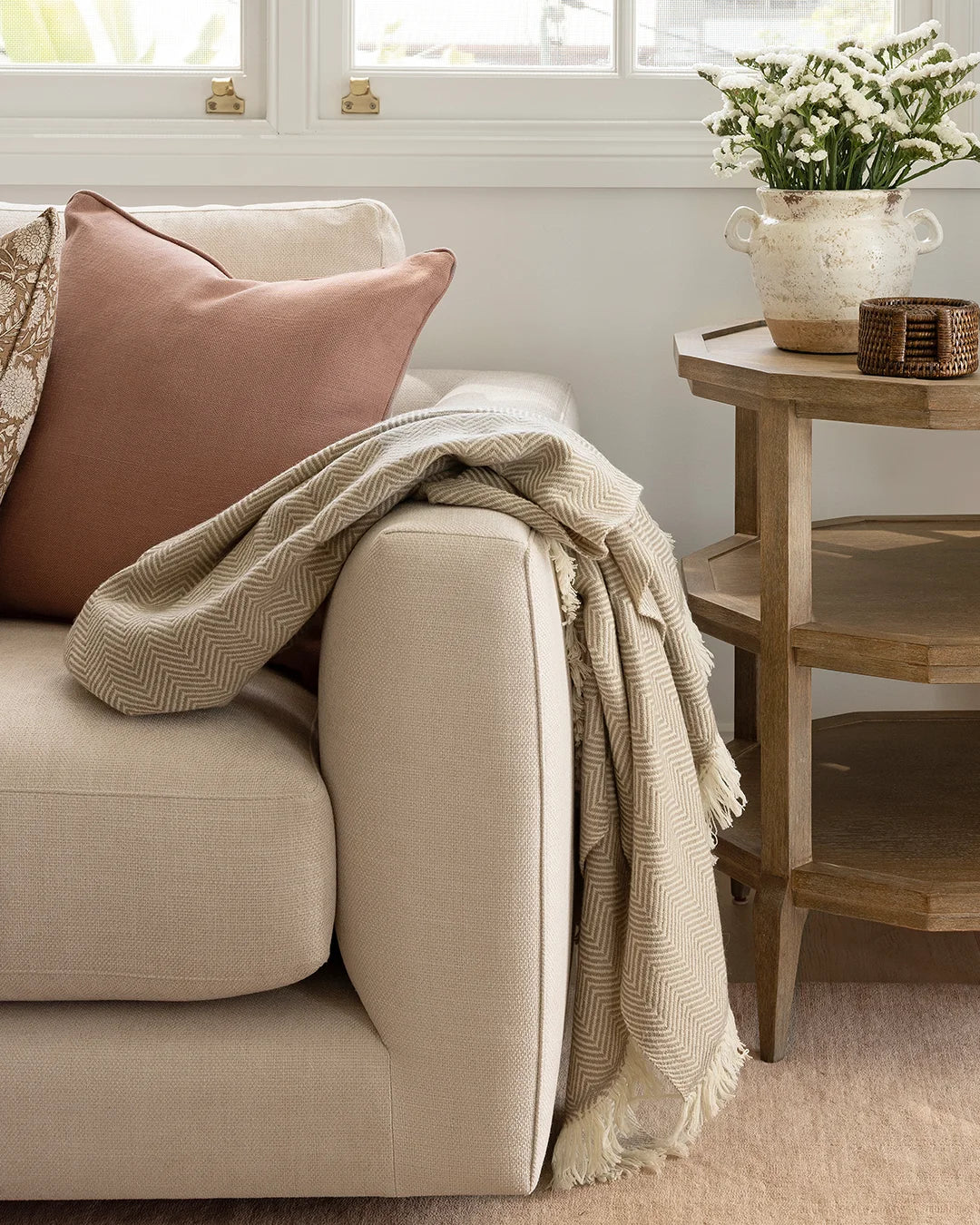 Herringbone Throw Beige