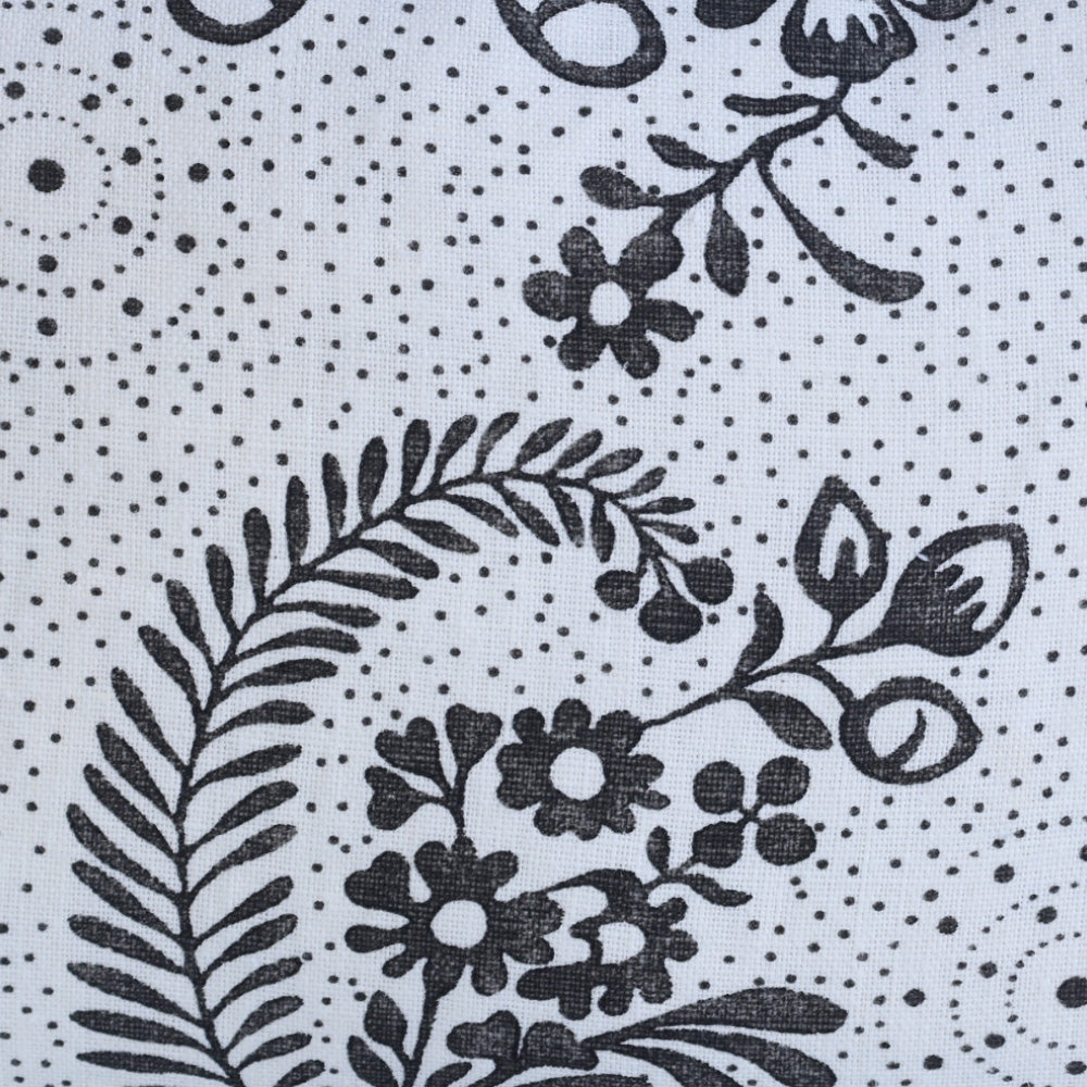 Black & Ivory Floral Lumbar Cushion