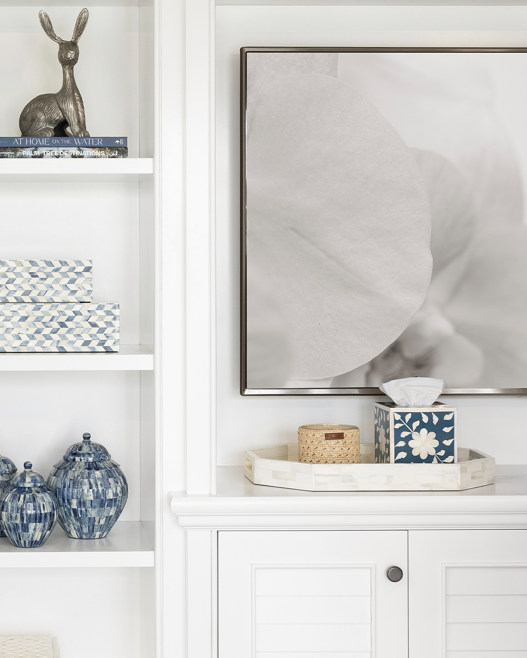 Blue & Bone Square Tissue Box