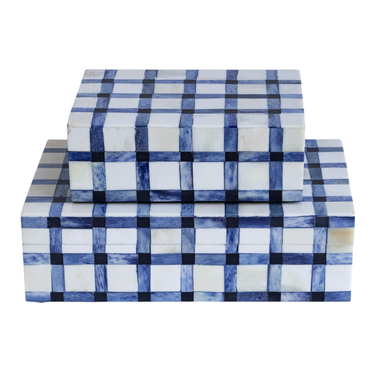Blue Gingham Bone Box