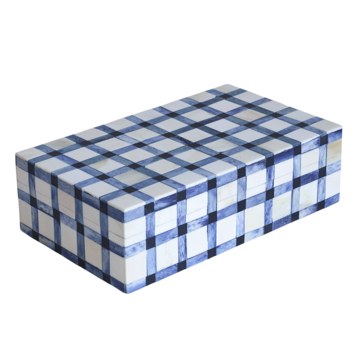 Blue Gingham Bone Box