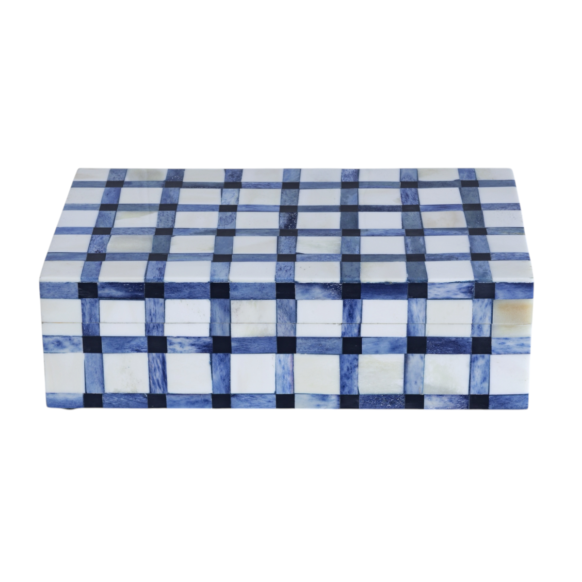Blue Gingham Bone Box