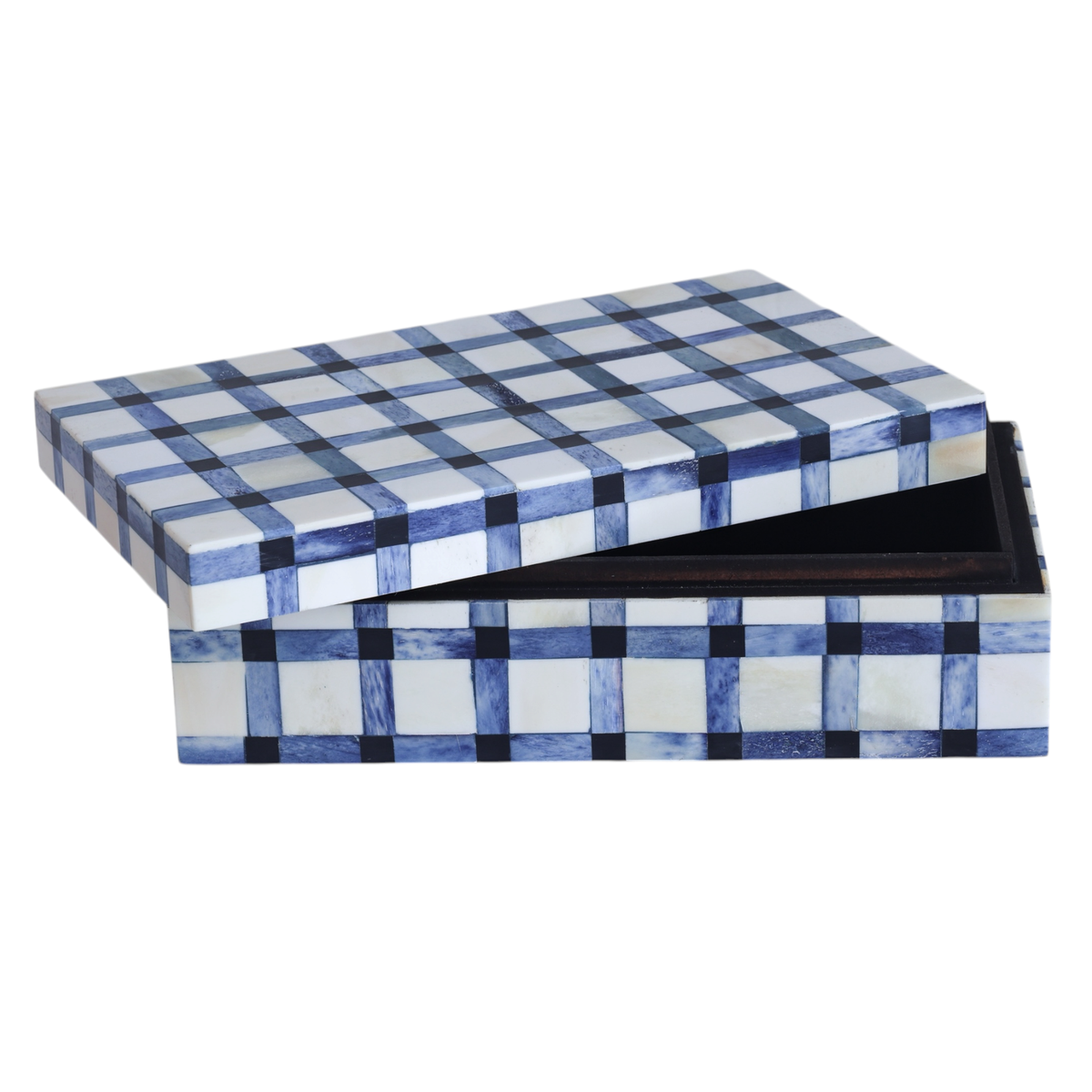Blue Gingham Bone Box