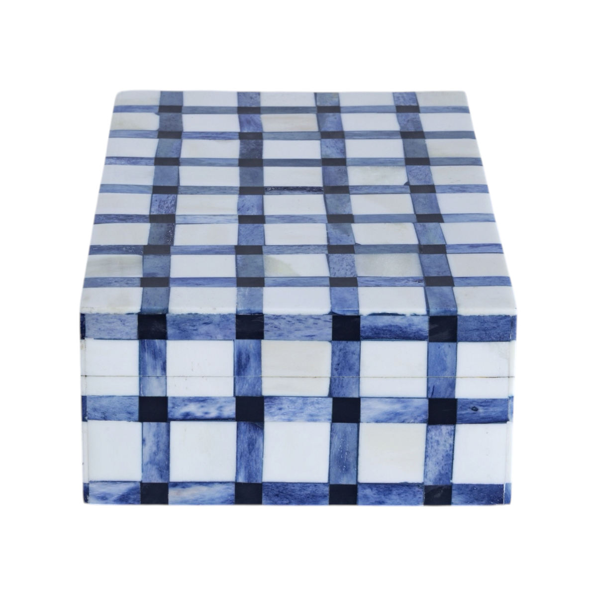 Blue Gingham Bone Box