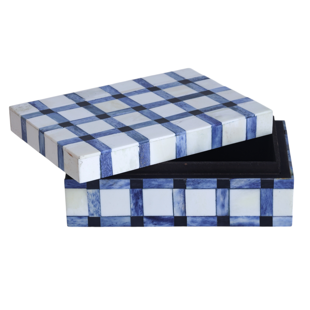 Blue Gingham Bone Box
