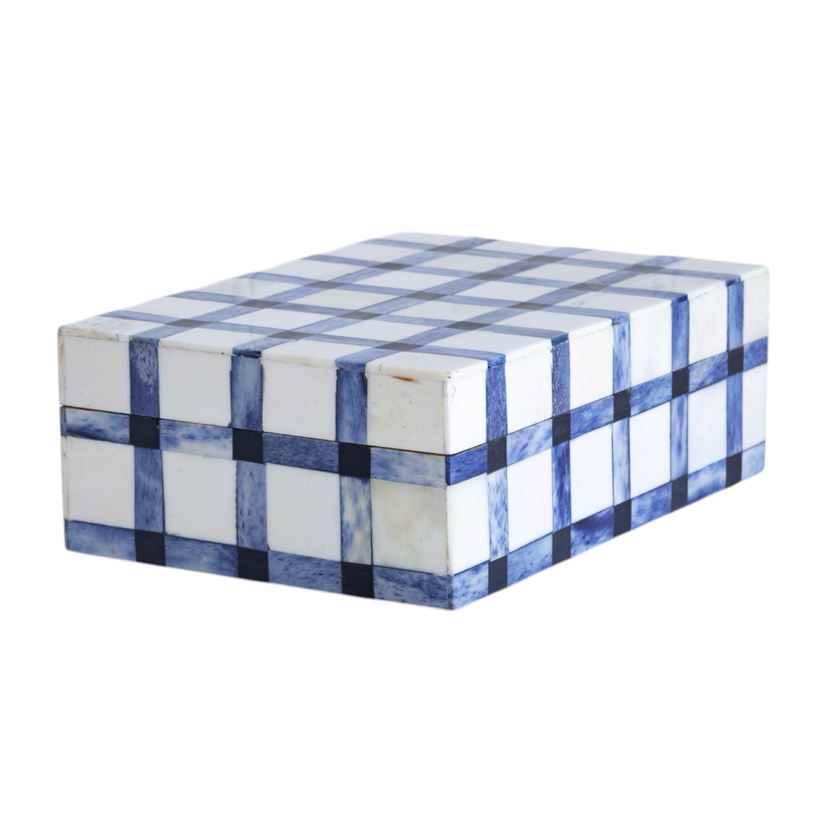 Blue Gingham Bone Box