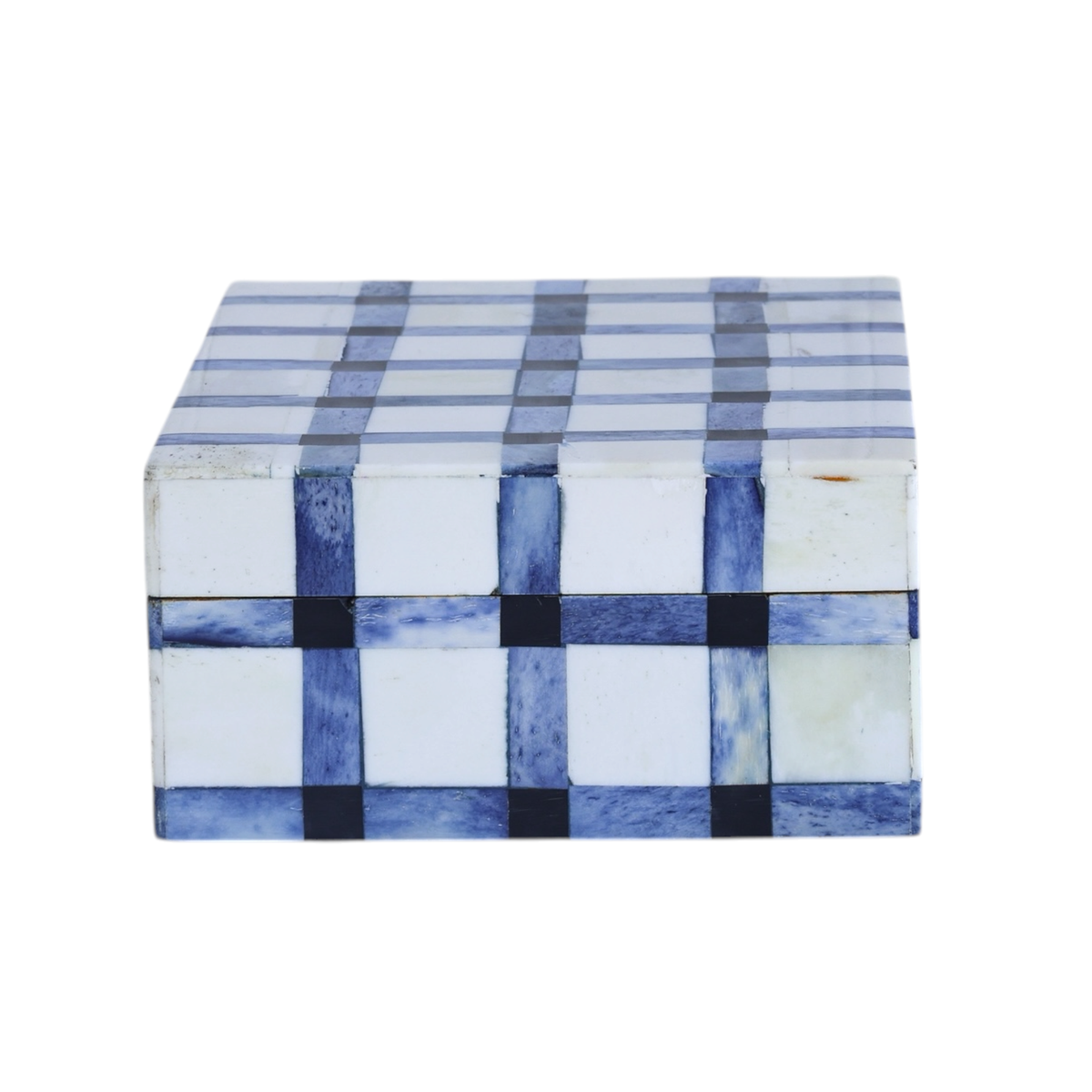 Blue Gingham Bone Box