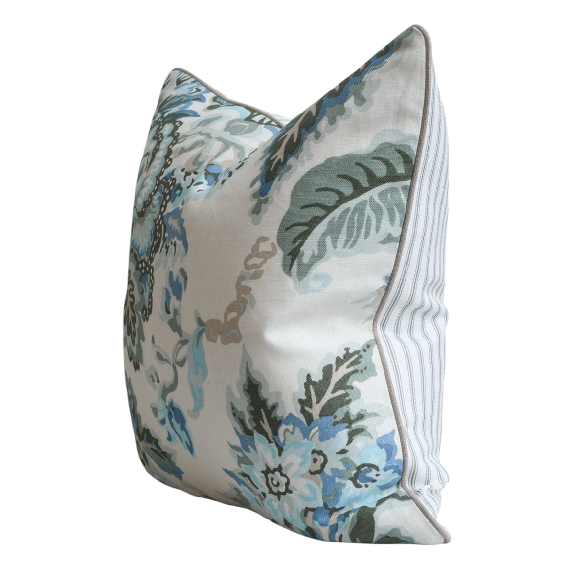Blue & Green Peony Cushion