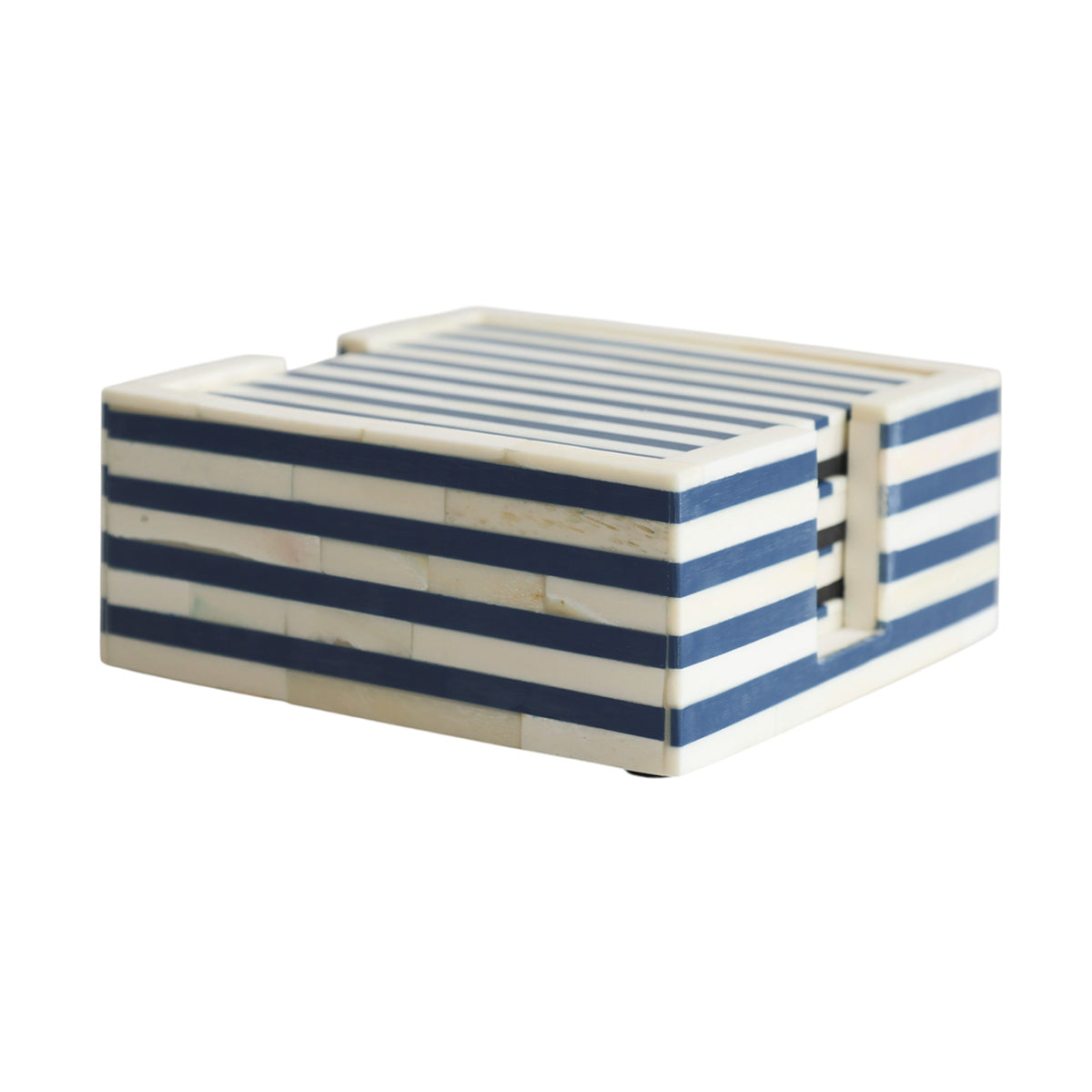 Navy & Bone Striped Coasters