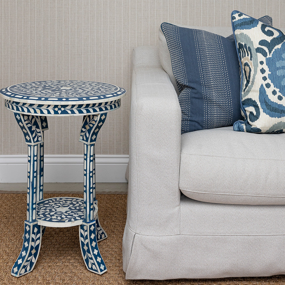 Blue Bone Inlay Side Table