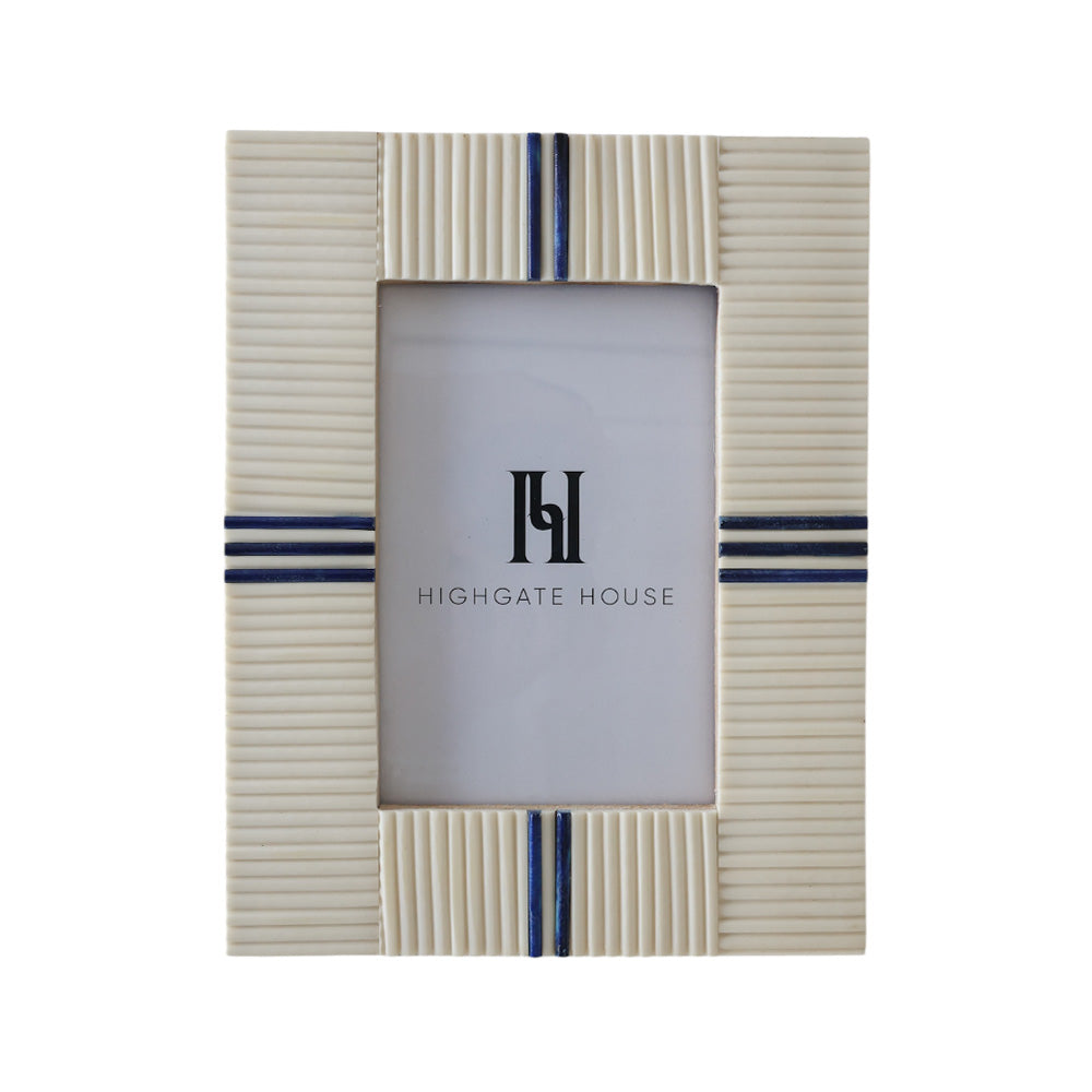 Bone Frame with Navy Stripes 4x6