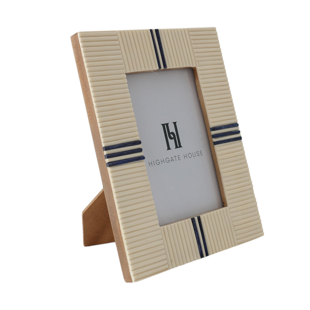 Bone Frame with Navy Stripes 4x6