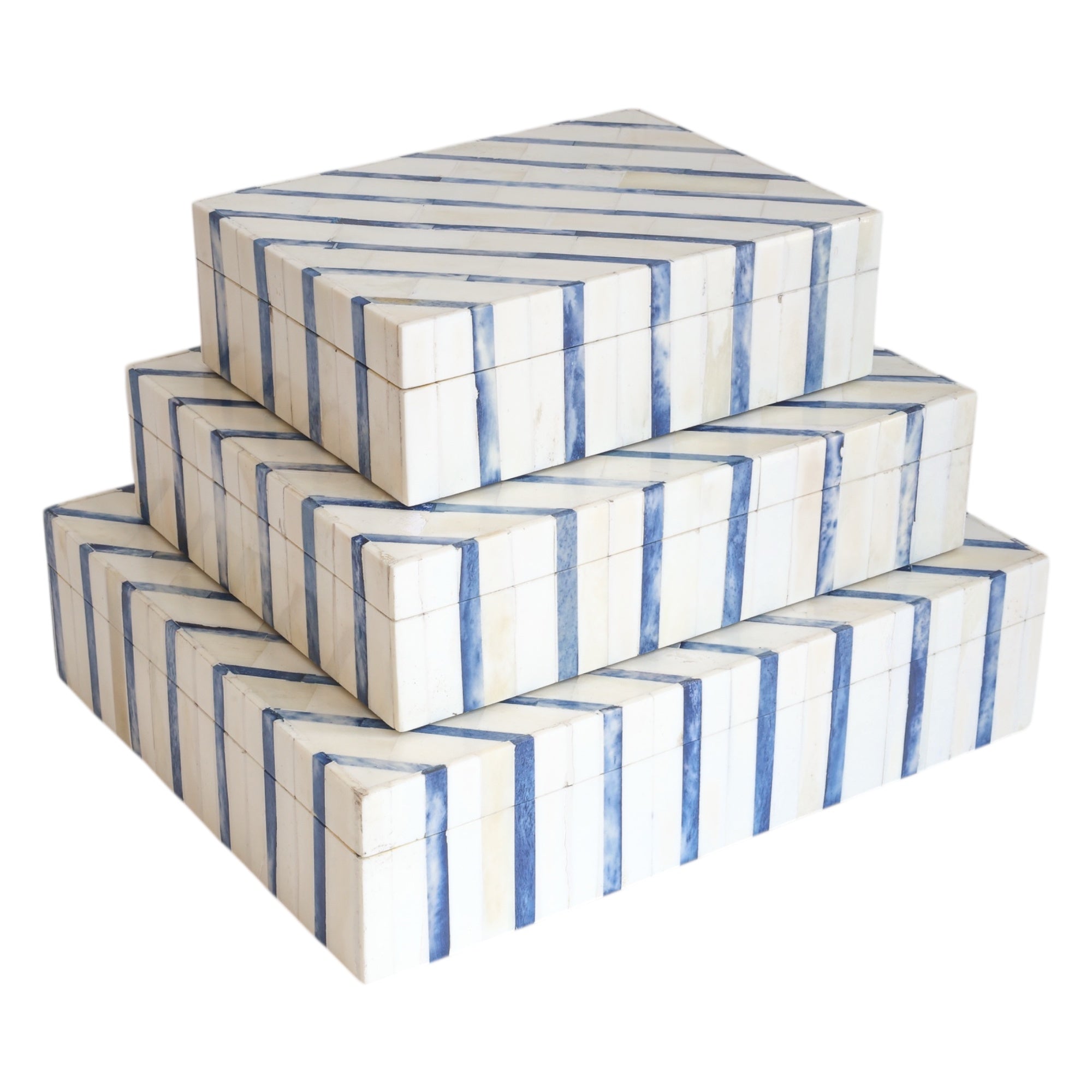 Callie Blue Striped Bone Box