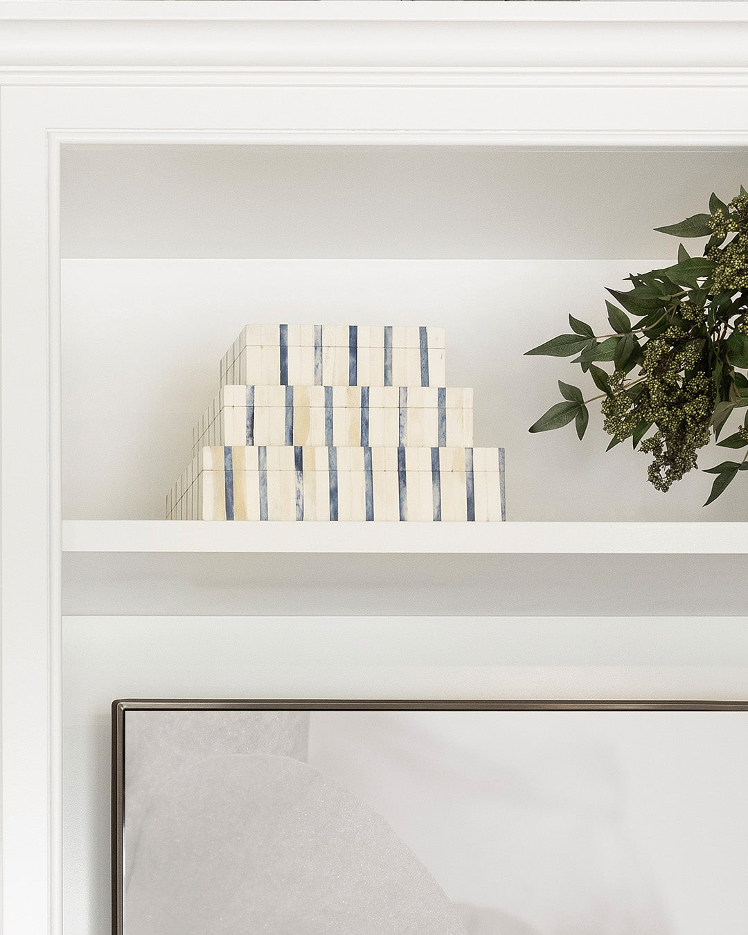 Callie Blue Striped Bone Box