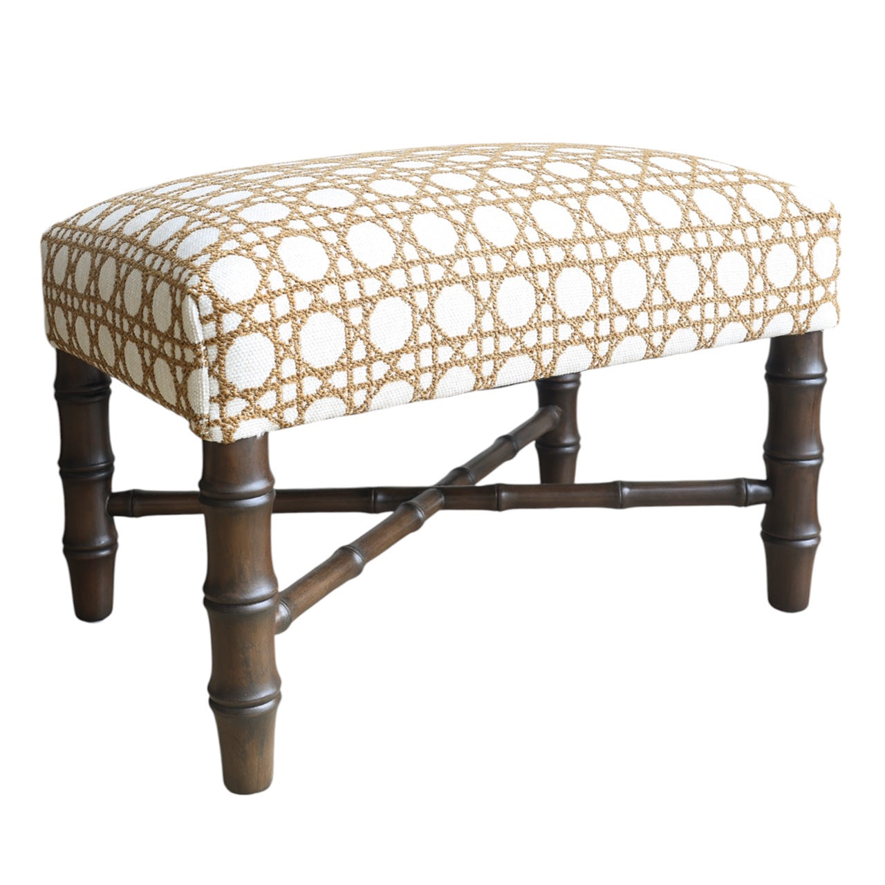 Camel Trellis Bamboo Ottoman