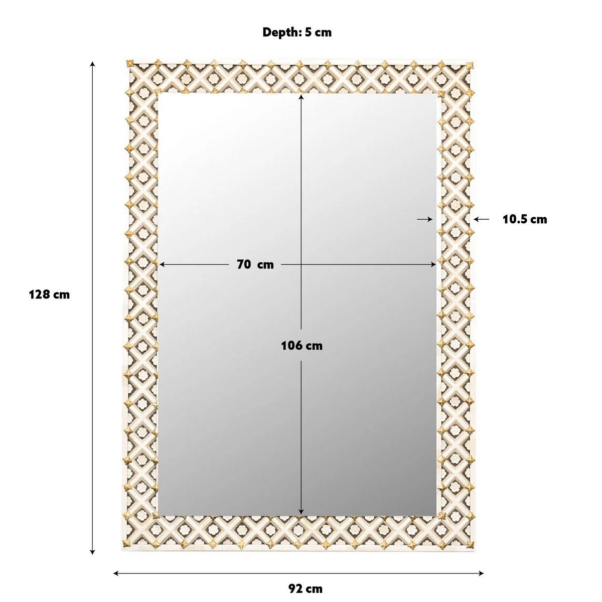 Carved Floral Bone Mirror