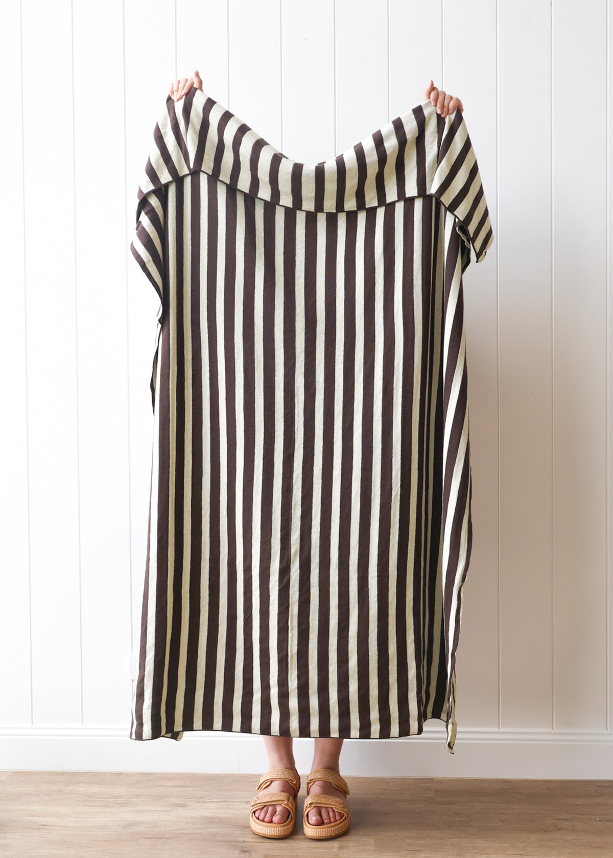 Striped Cotton Throw Chocolate