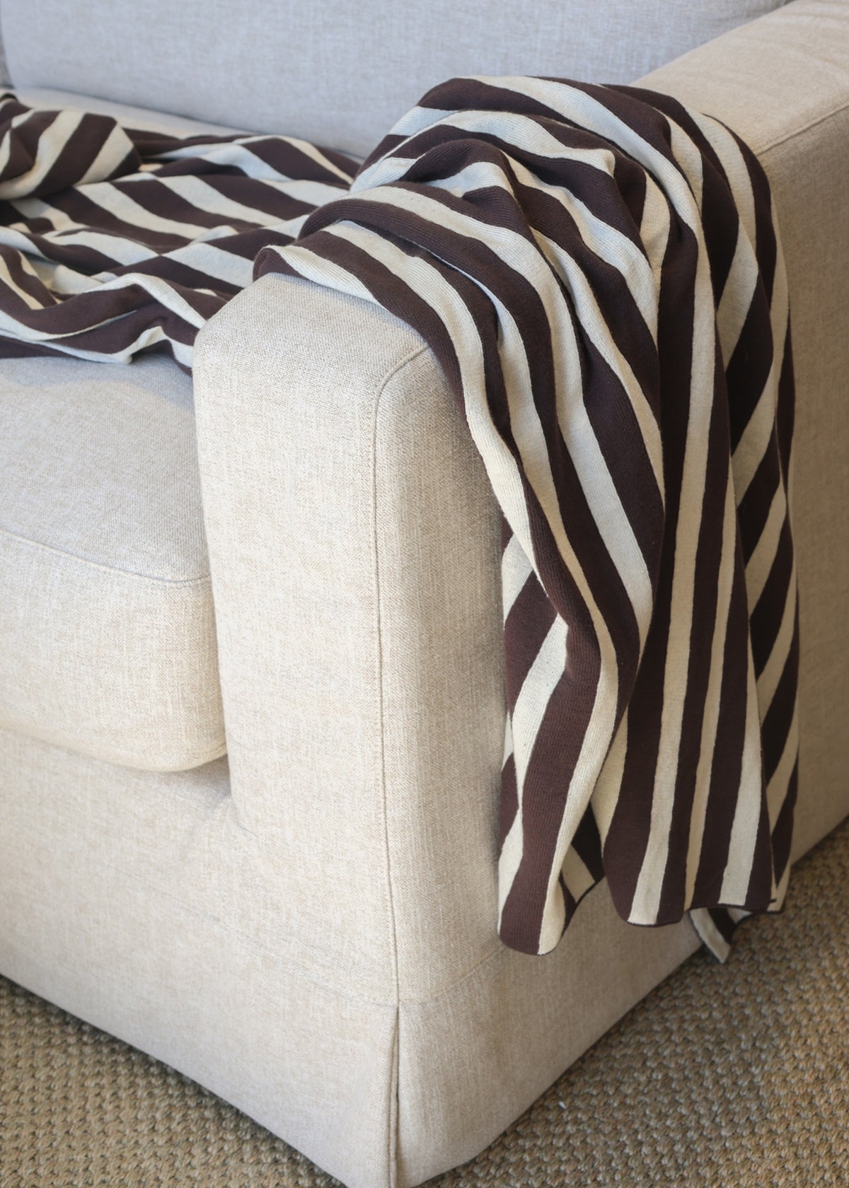 Striped Cotton Throw Chocolate