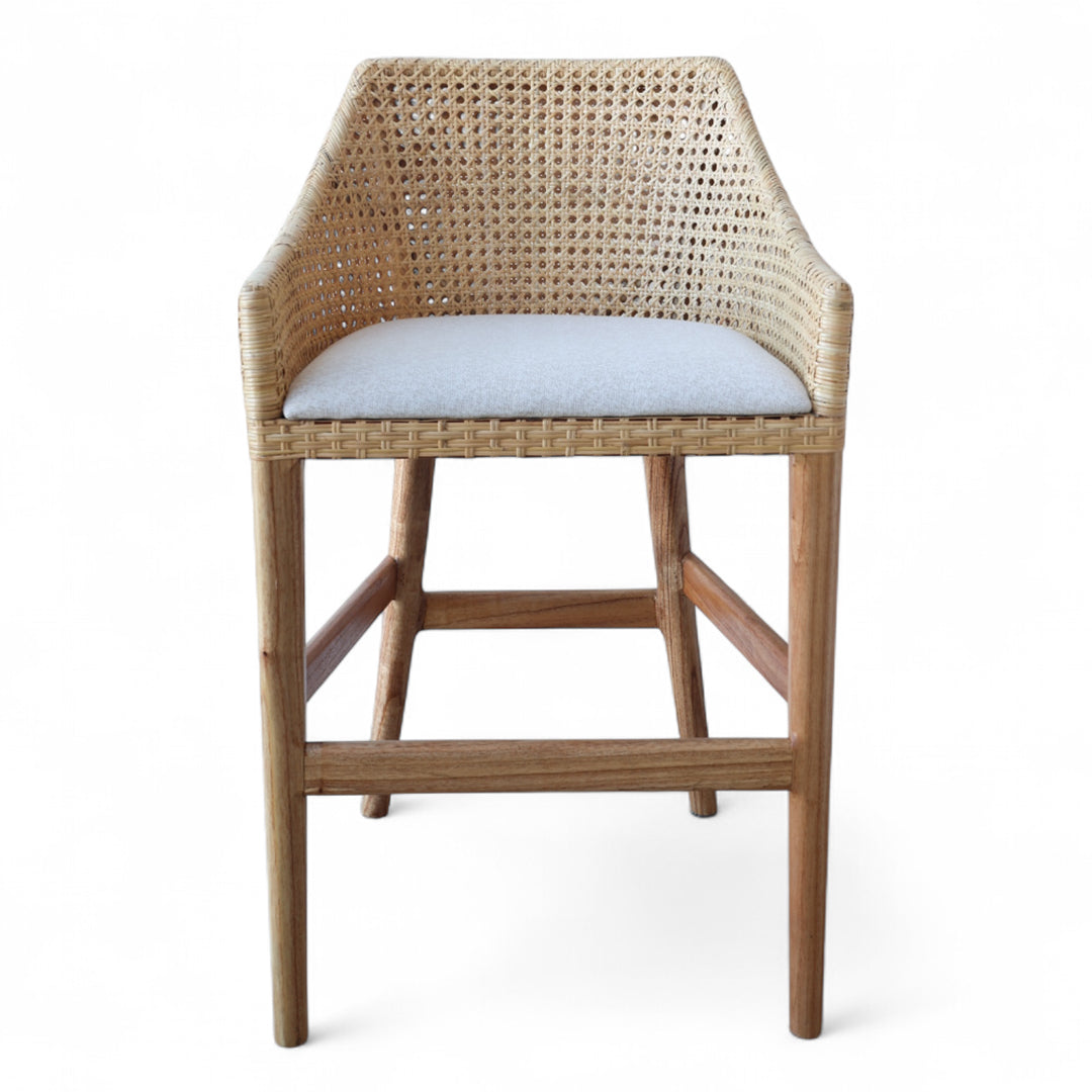 Classic Weave Natural Rattan Bar Stool