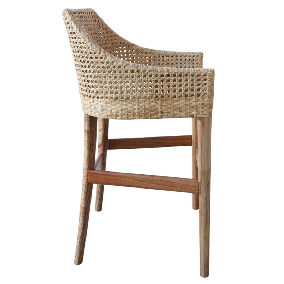 Classic Weave Natural Rattan Bar Stool