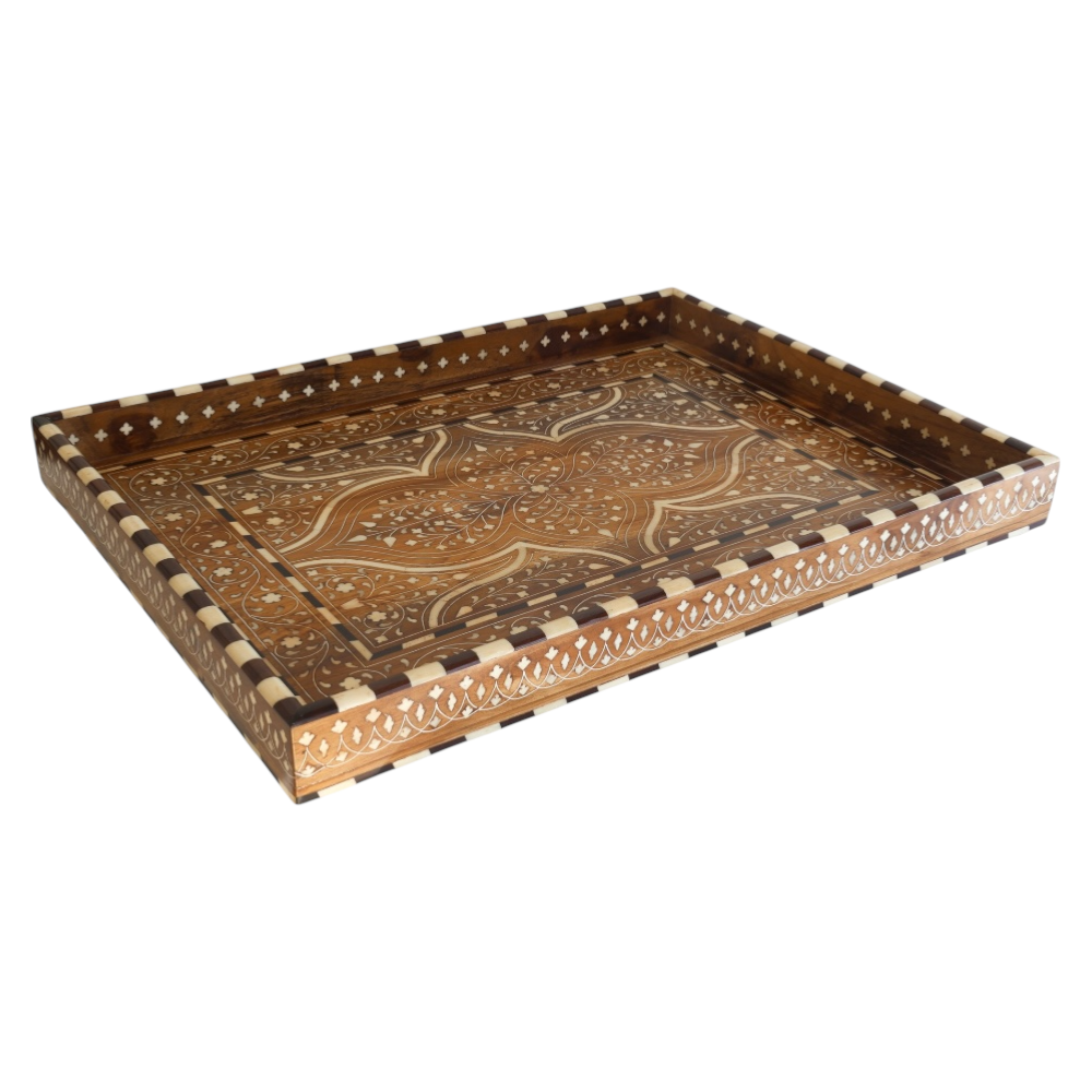 Decorative Teak Inlay Tray