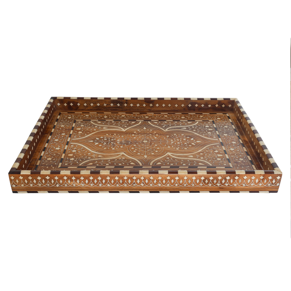 Decorative Teak Inlay Tray