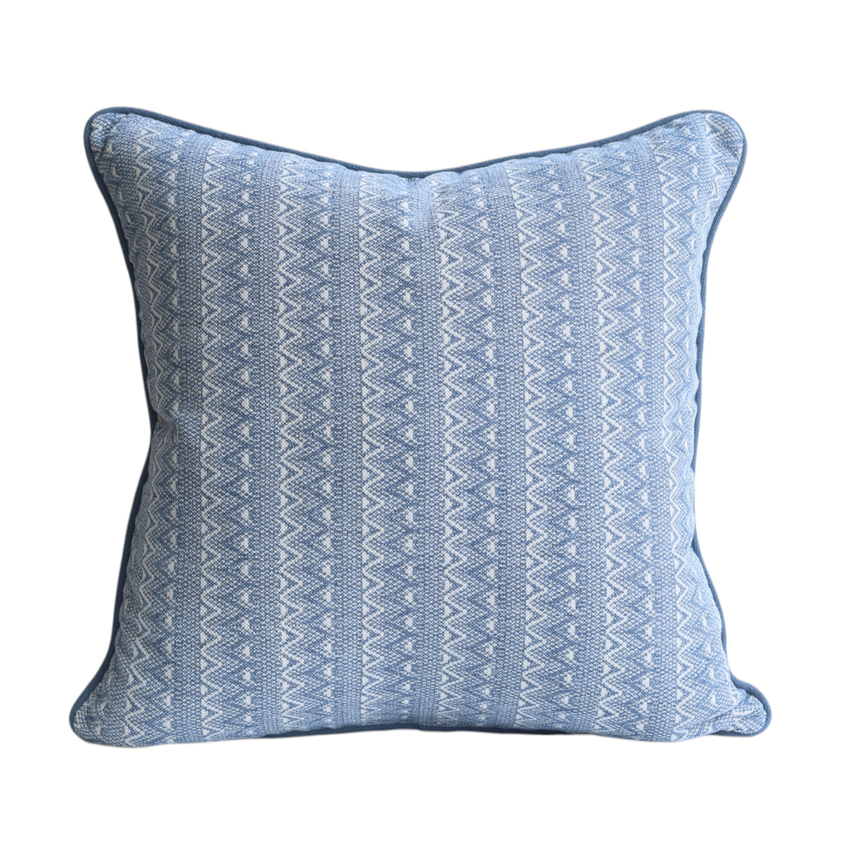 Denim Blue Ivory ZigZag Cushion