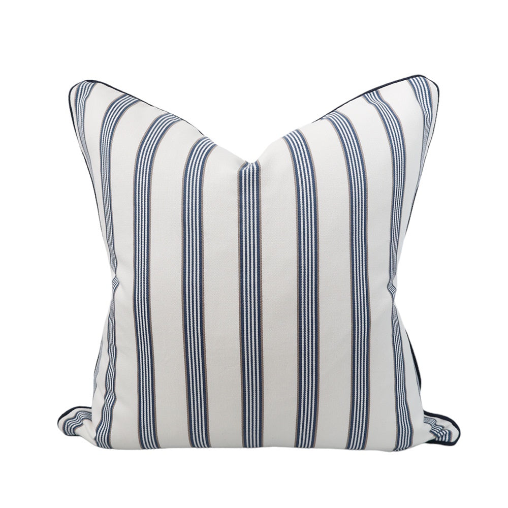 Denim Striped White Cushion