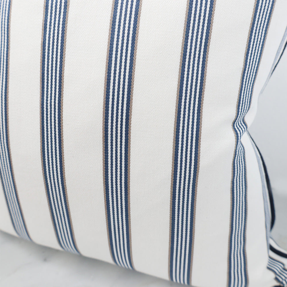 Denim Striped White Cushion