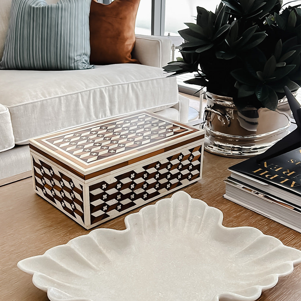 Edward Teak & Bone Inlay Box