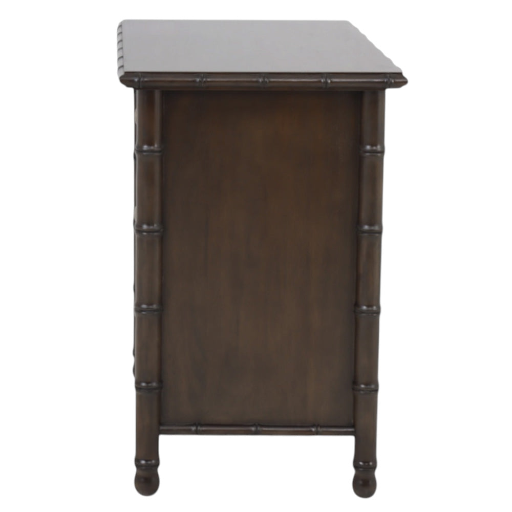 Faux Bamboo 3 Drawer Bedside