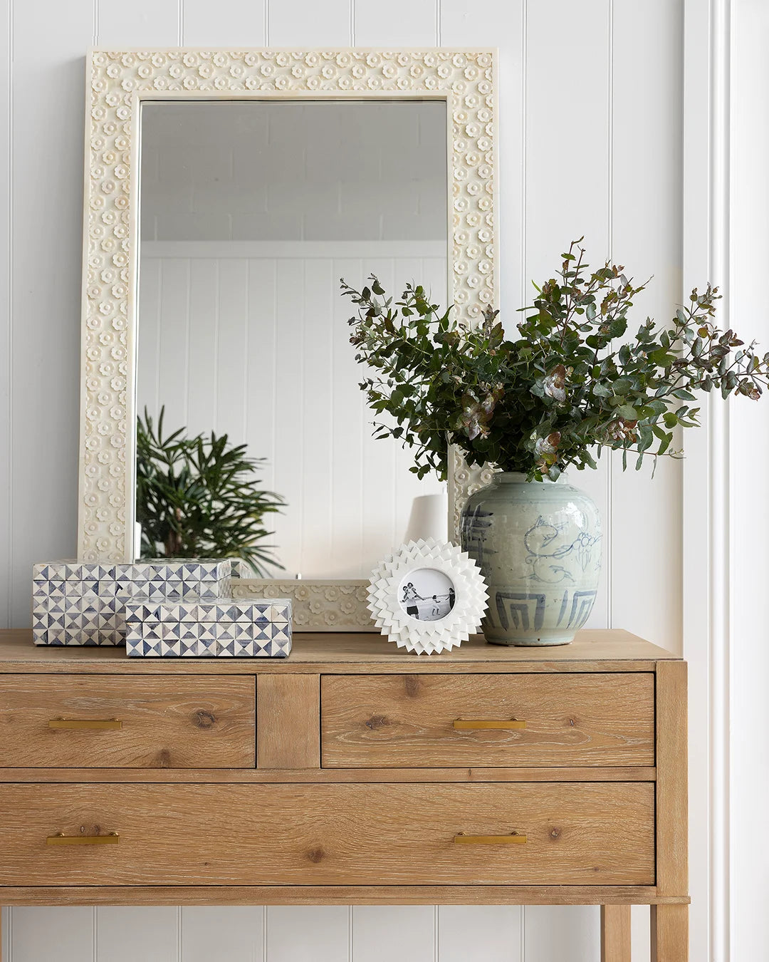 Flower Button Bone Mirror