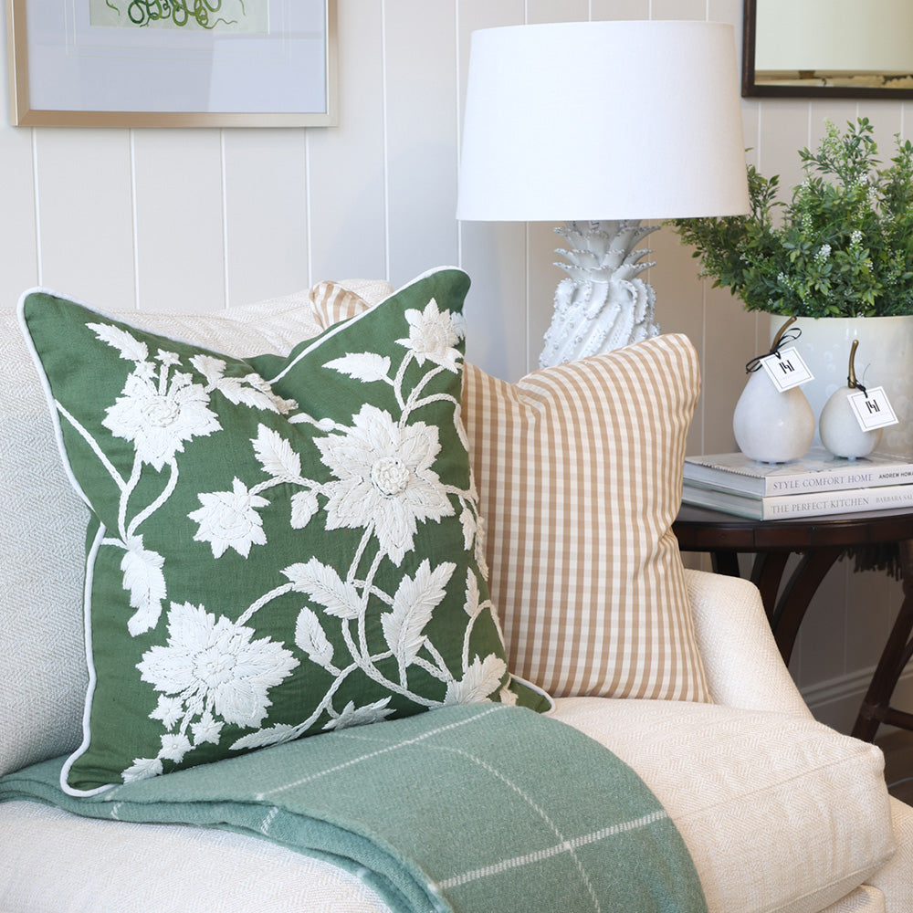 Coffee Boulevard Check Cushion