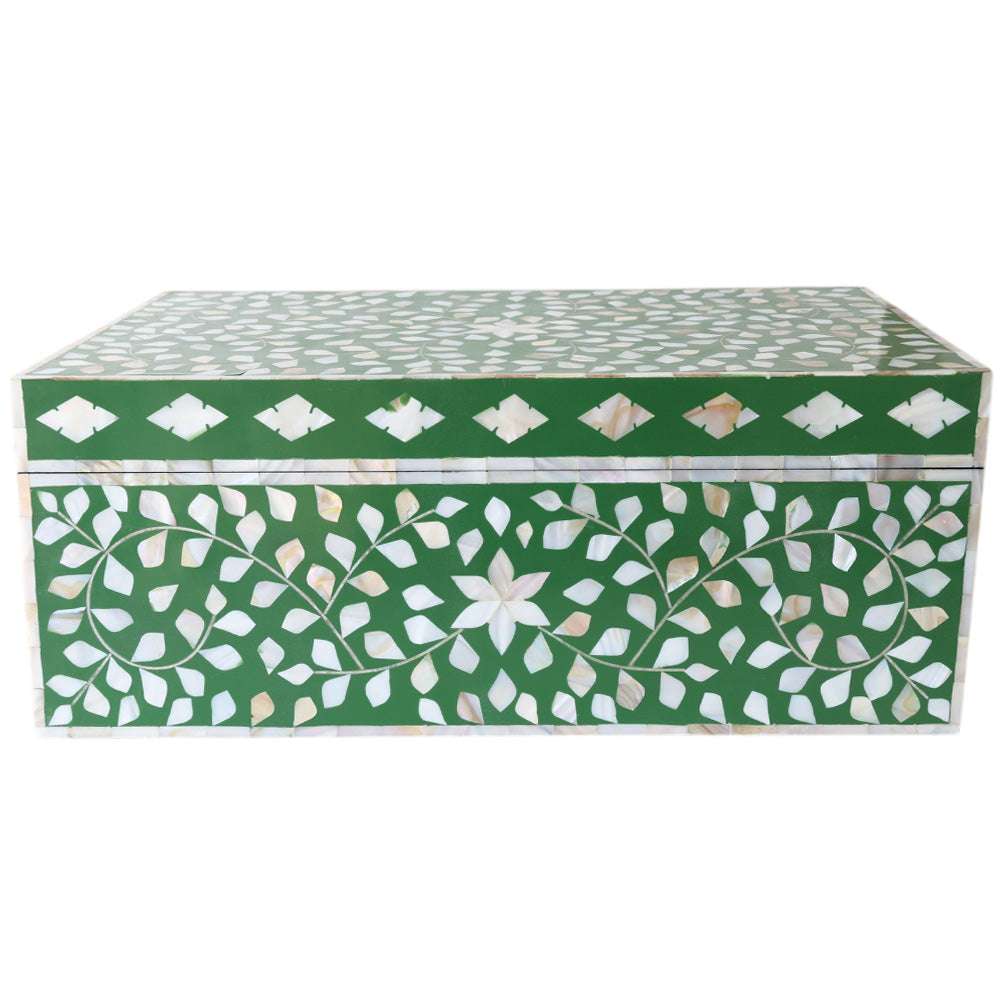 Green and MOP Floral Box LRG