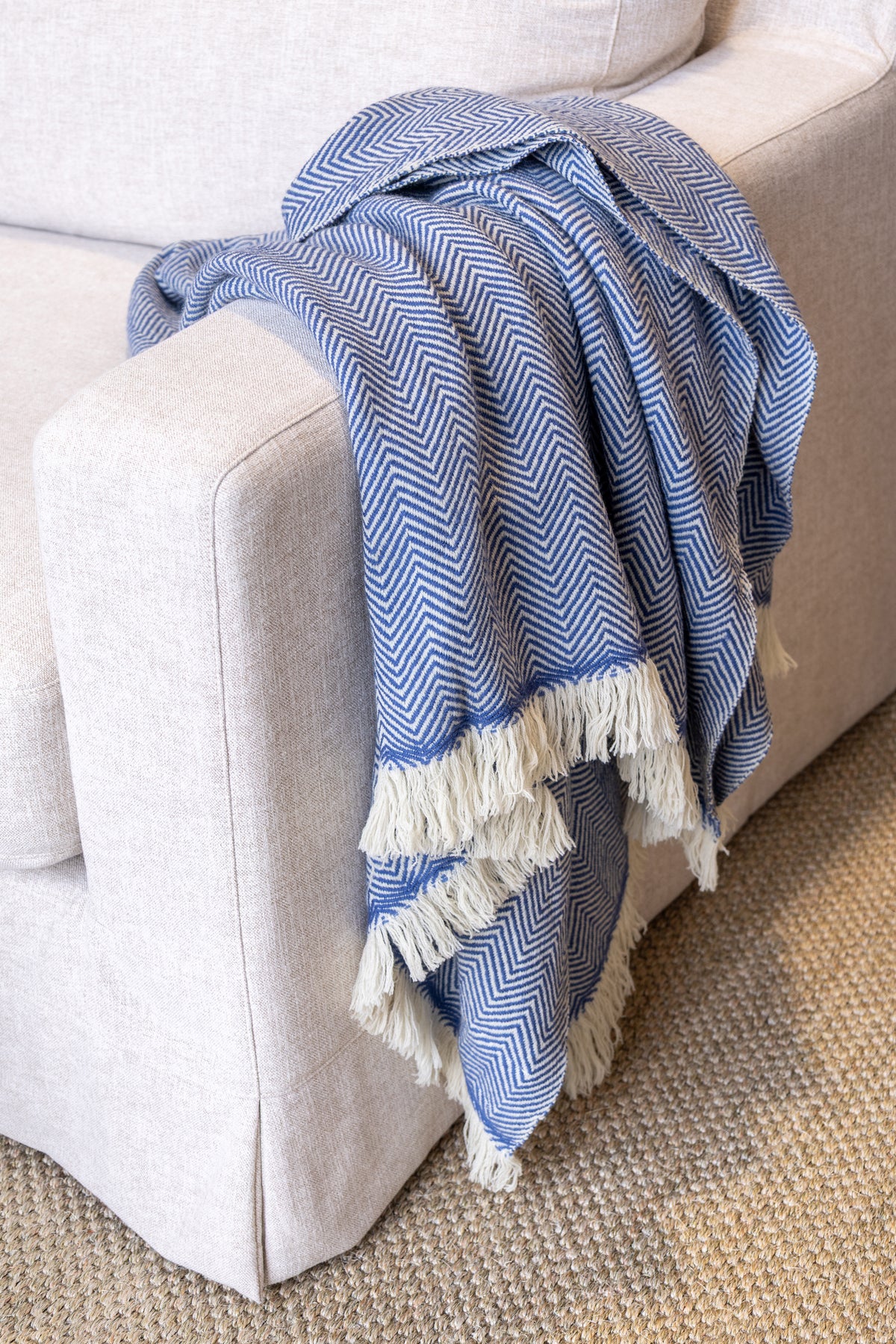 Herringbone Throw Blue