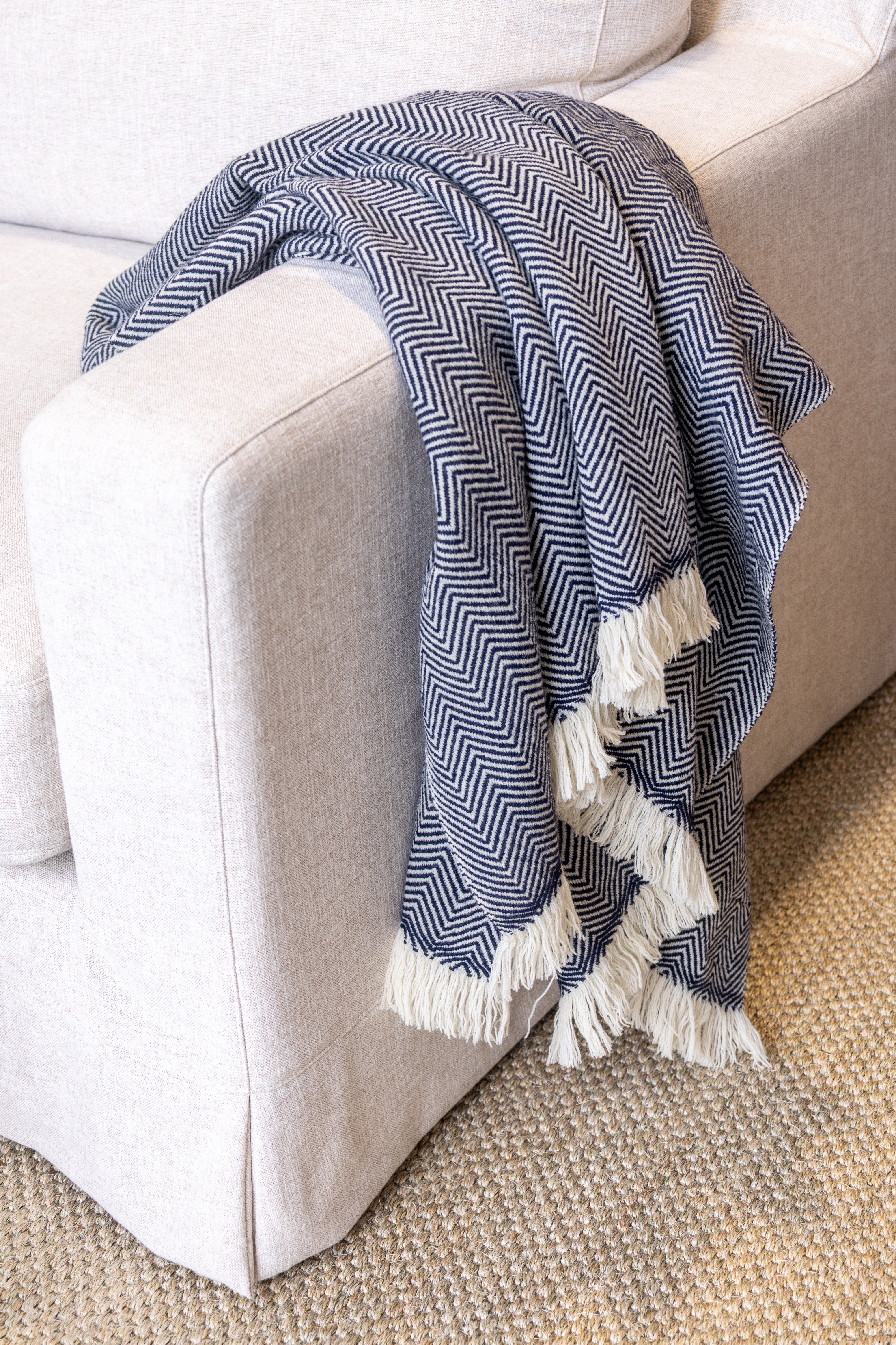 Herringbone Throw Navy
