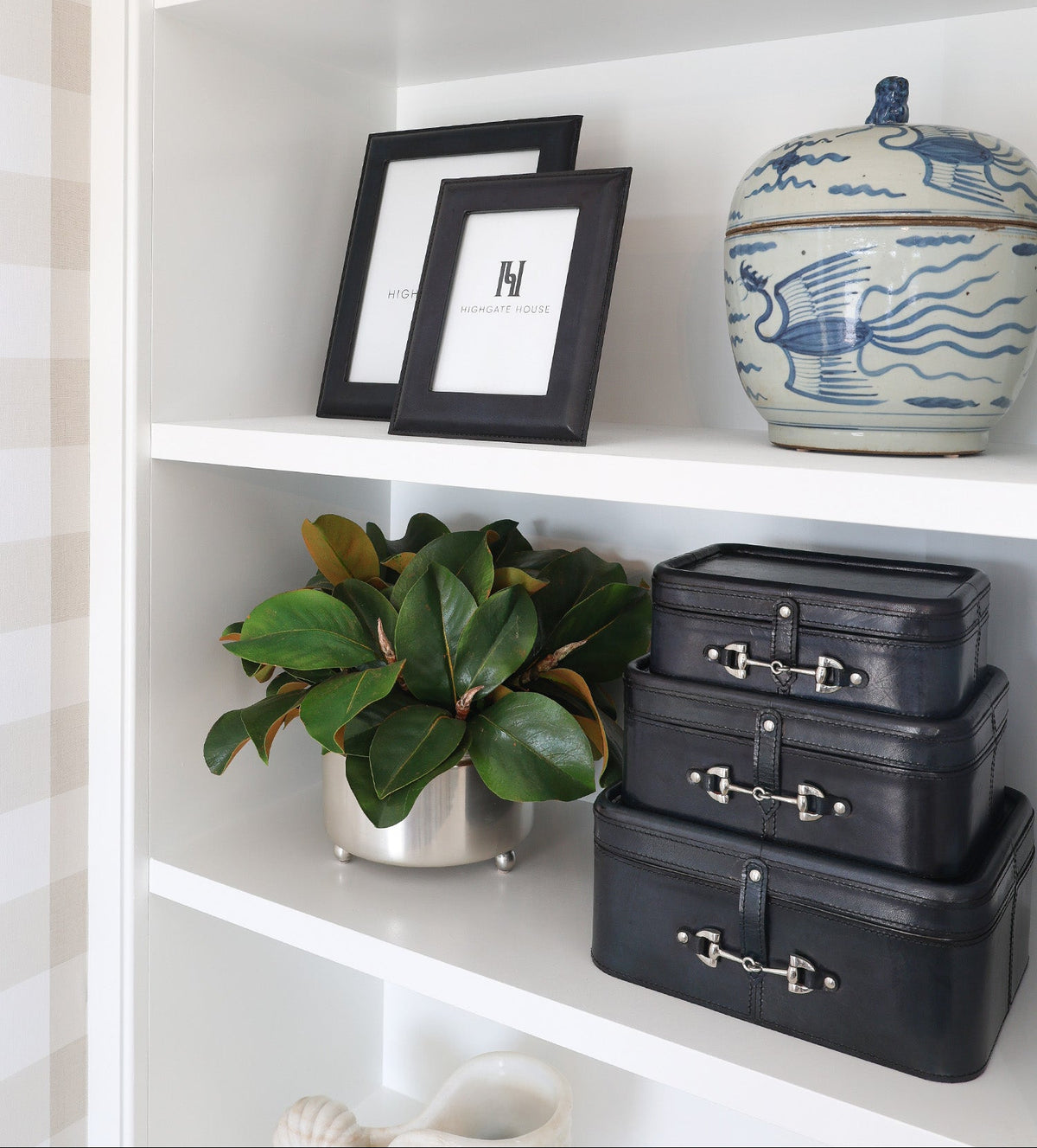 Navy & Silver Leather Box LGE