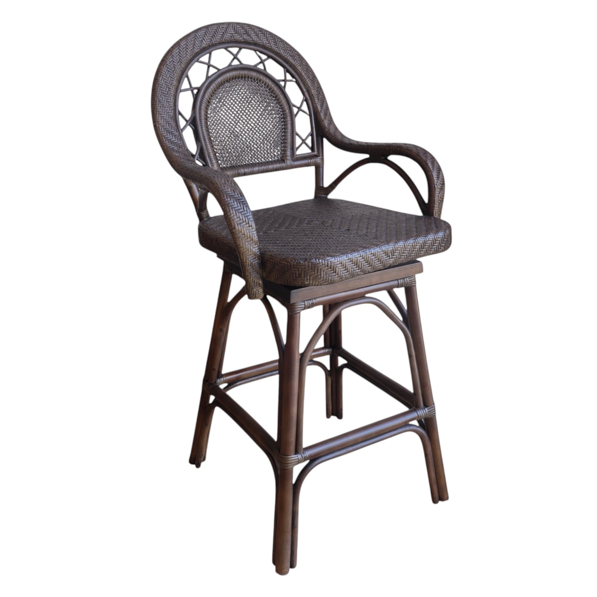 Lola Dark Rattan Swivel Bar Stool