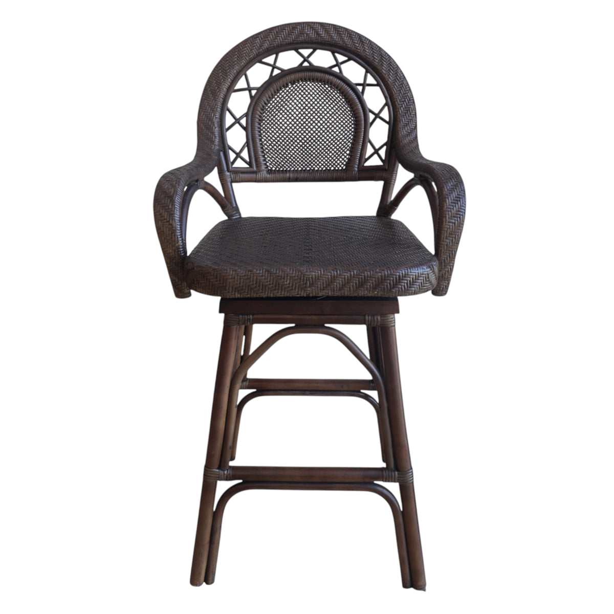 Lola Dark Rattan Swivel Bar Stool