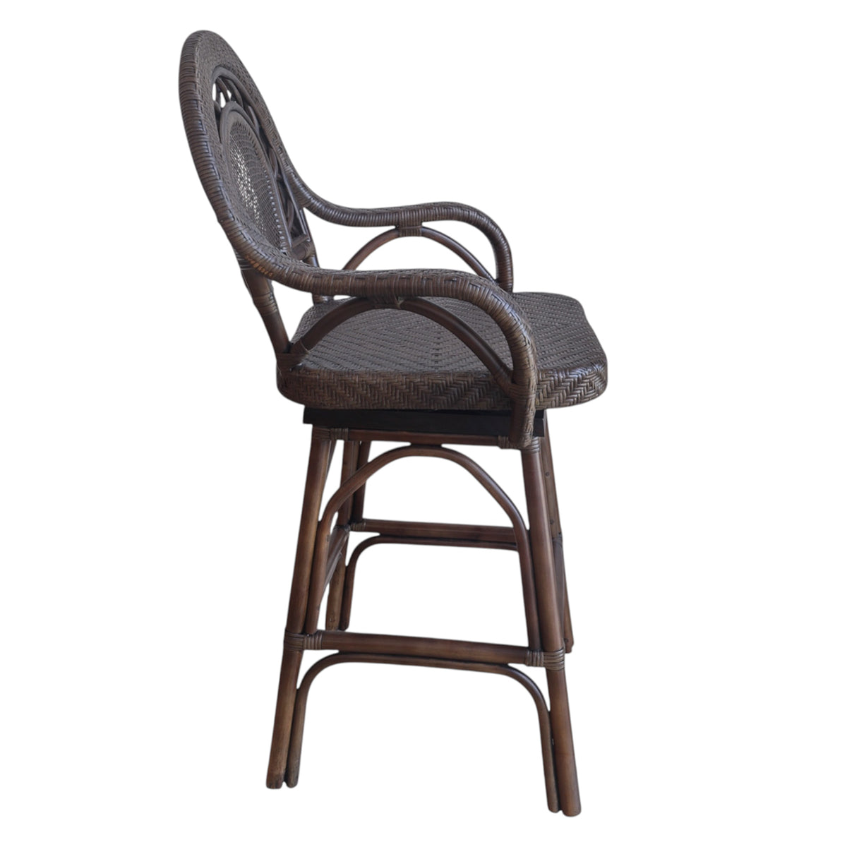 Lola Dark Rattan Swivel Bar Stool