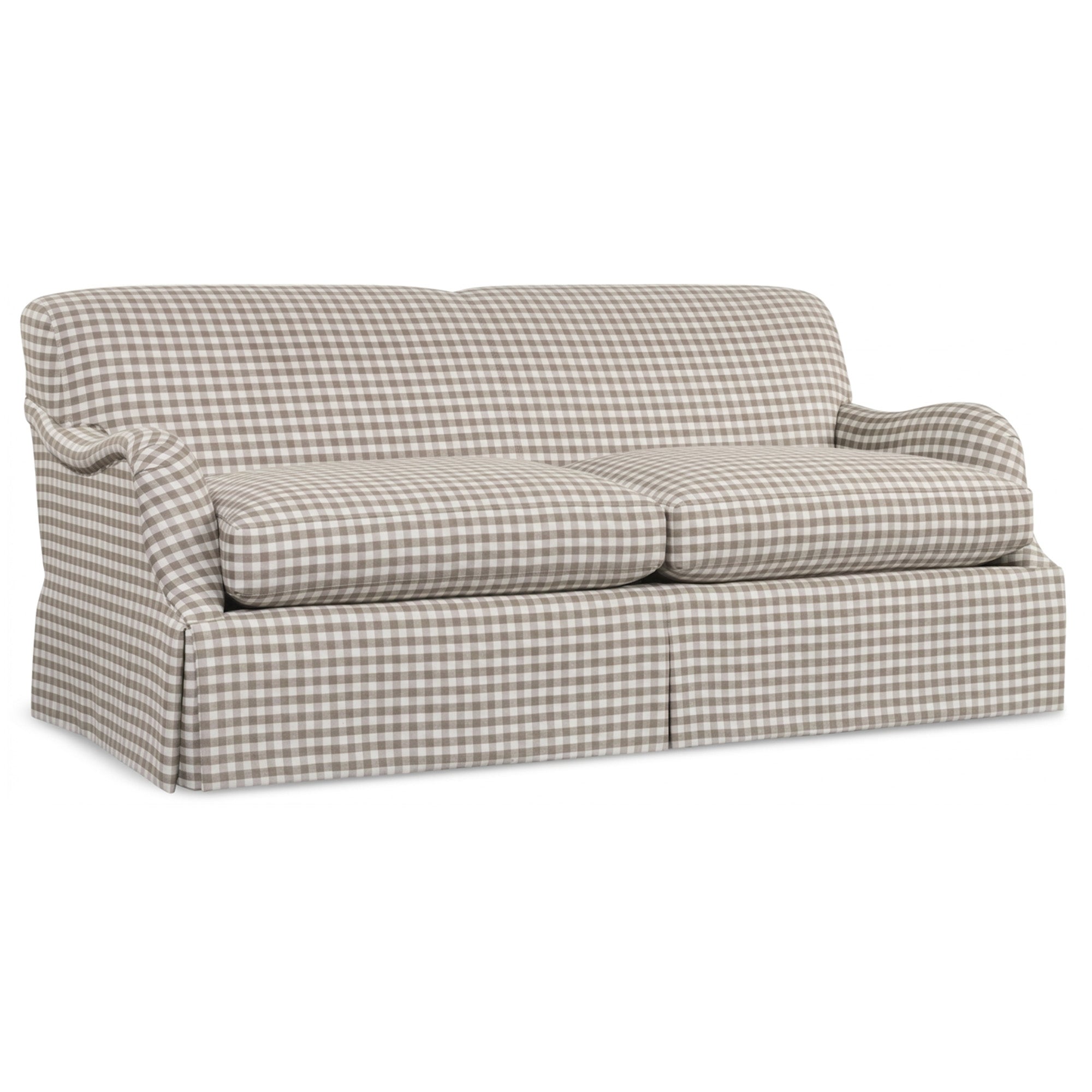 Lou Skirted Sofa in Petite Natural Gingham