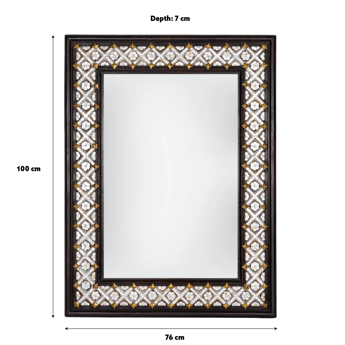 Wood & Mother of Pearl Flower Mirror