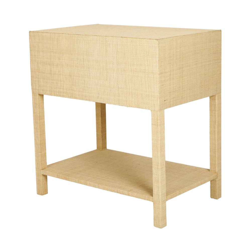 Natural Raffia Large Bedside Table