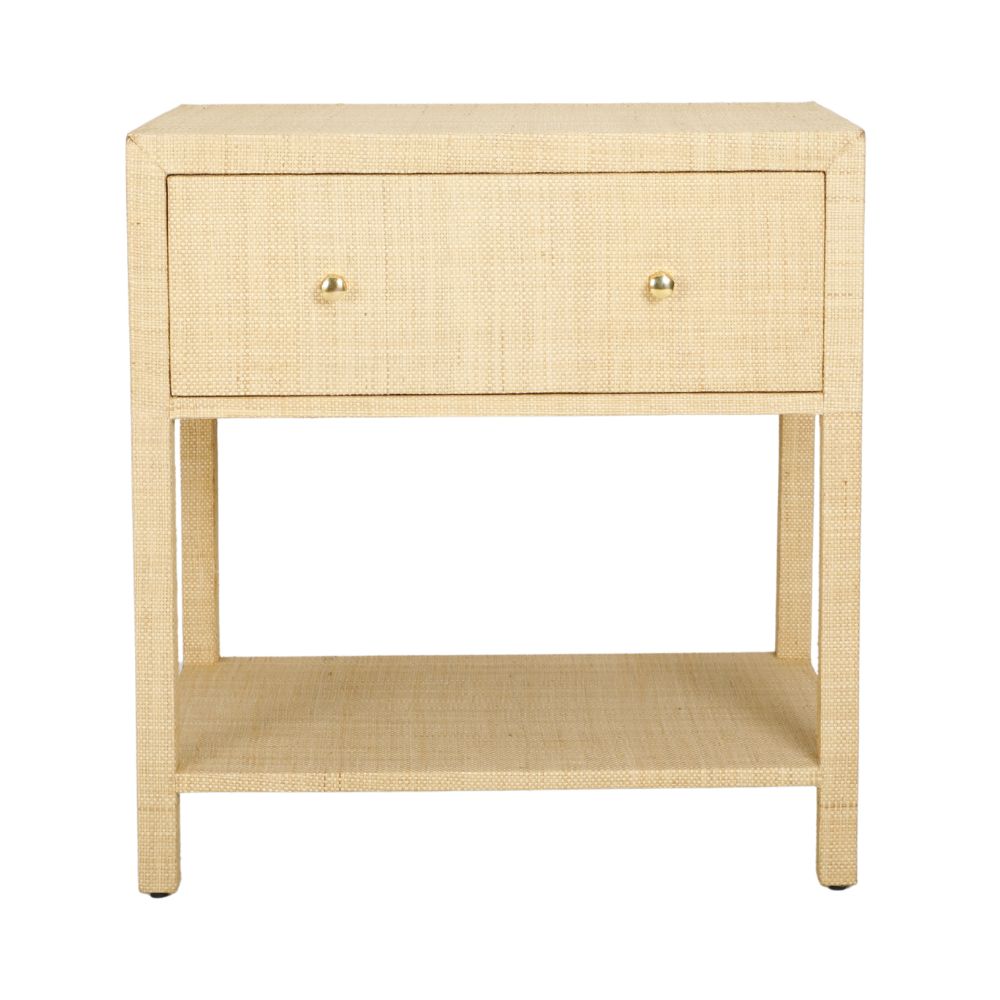 Natural Raffia Large Bedside Table
