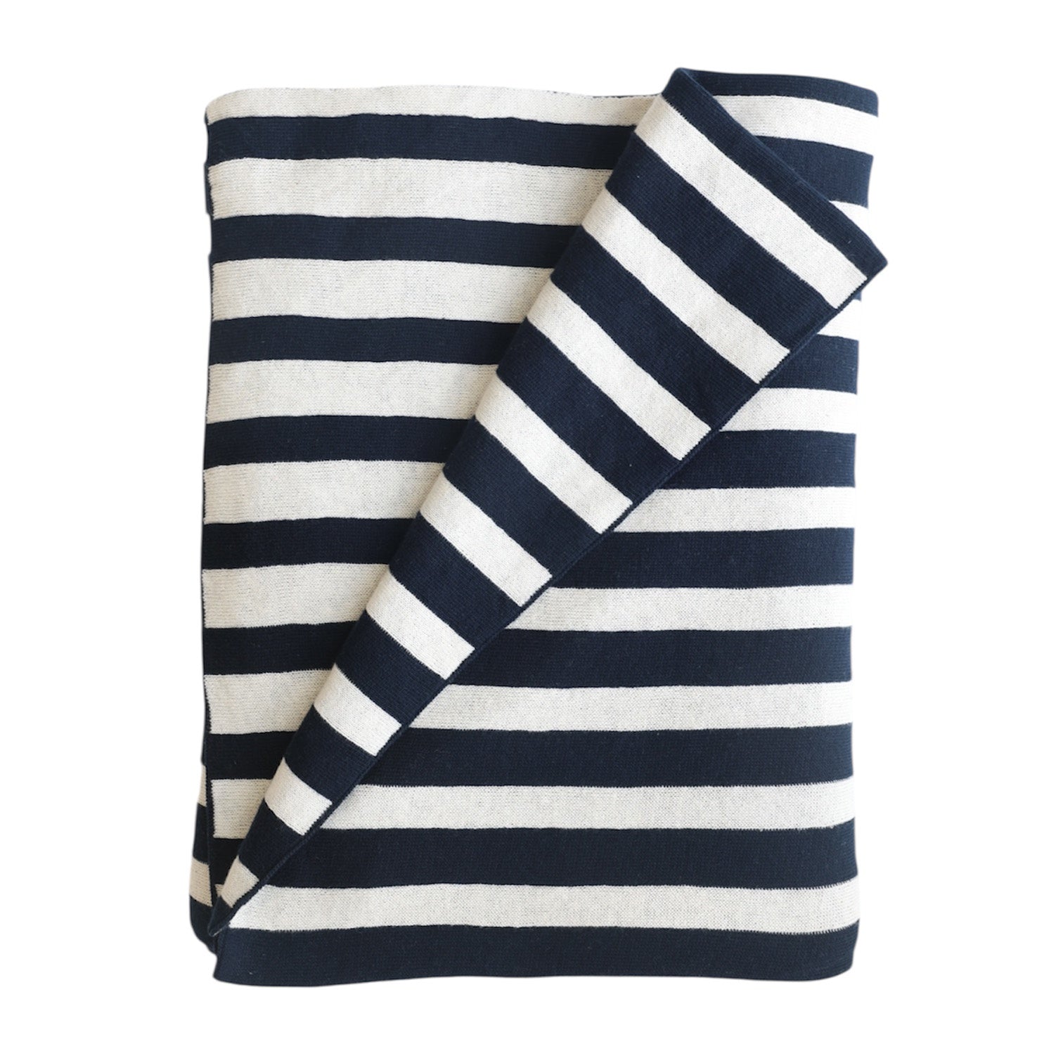 Striped Cotton Throw Navy
