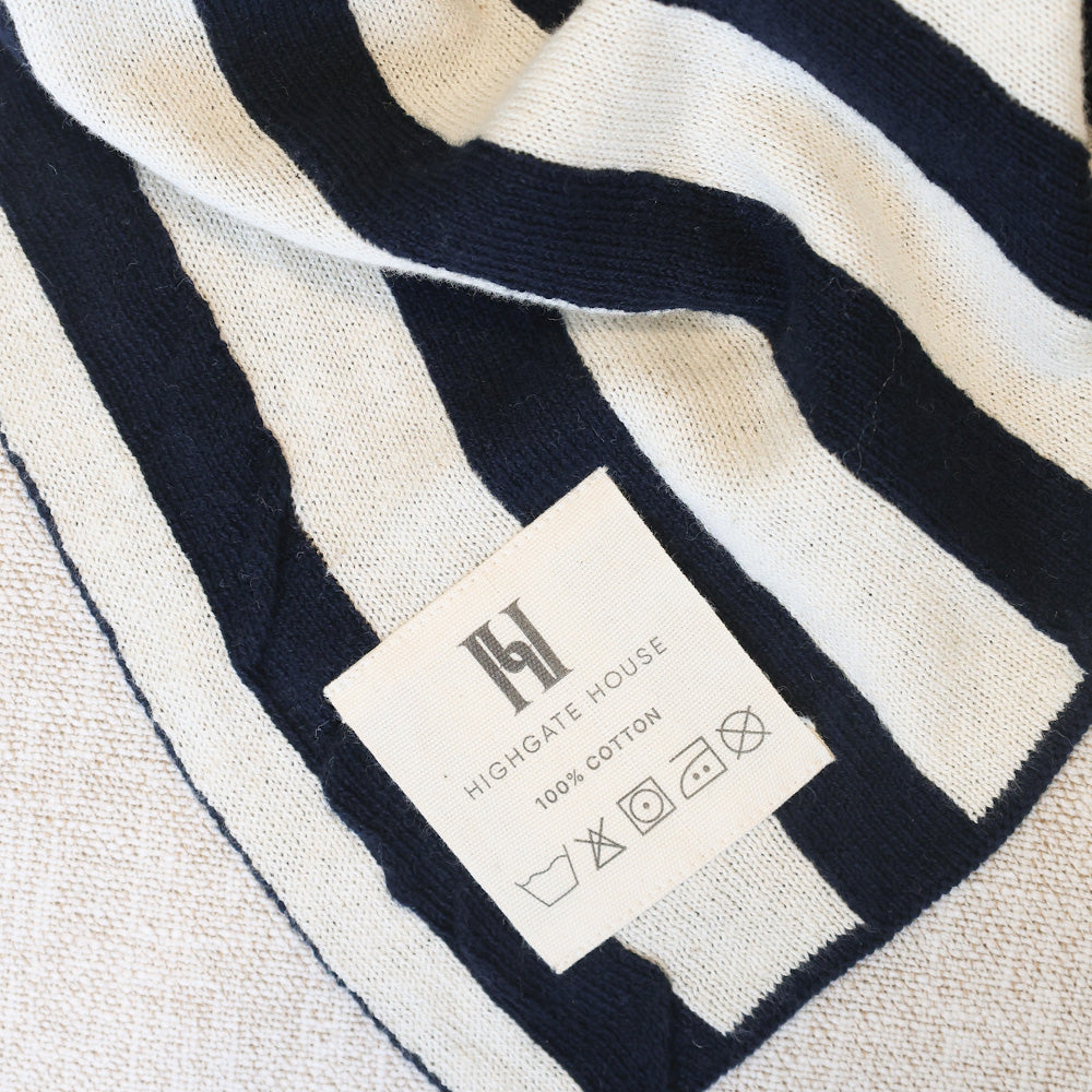 Striped Cotton Throw Navy