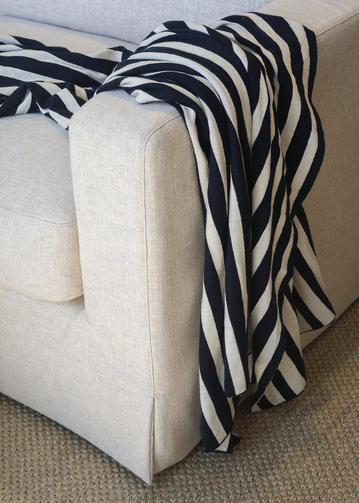 Striped Cotton Throw Navy