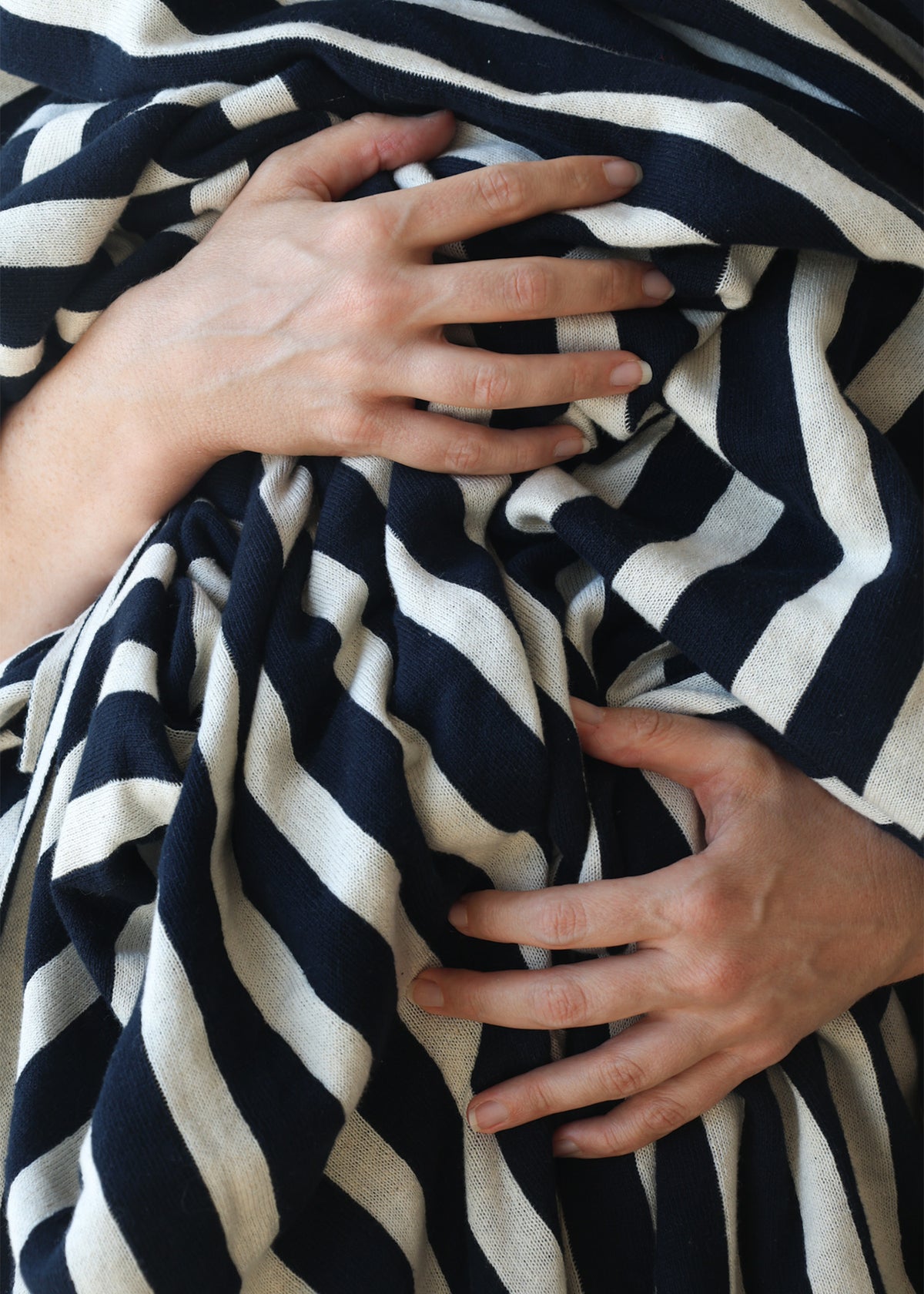 Striped Cotton Throw Navy