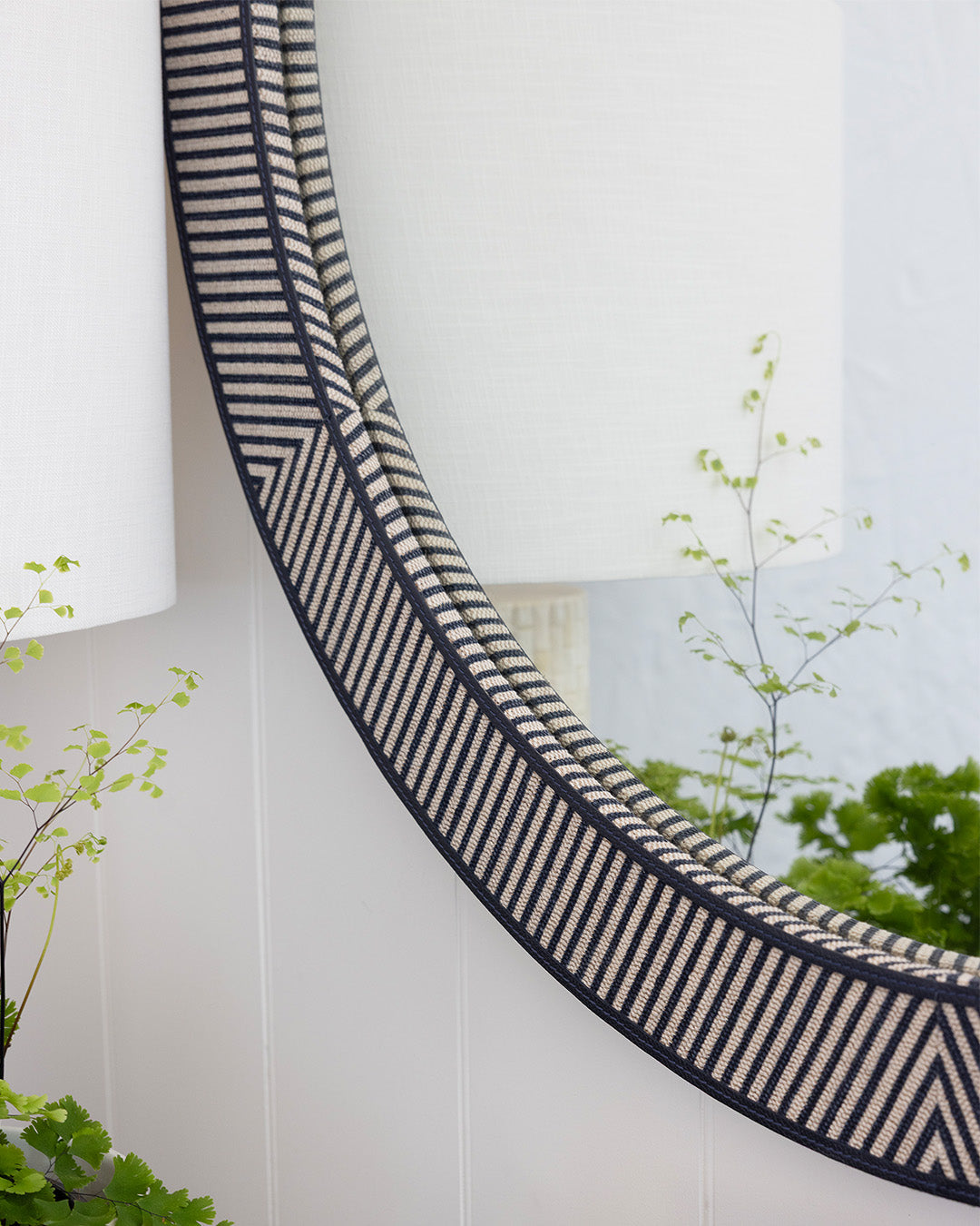 Navy Striped Jute Mirror